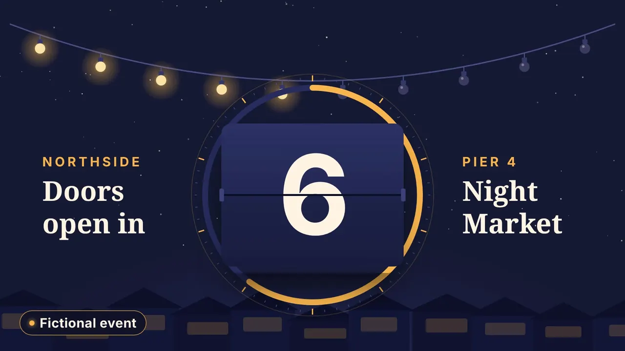 Event countdown sample: Ten-second countdown to doors open