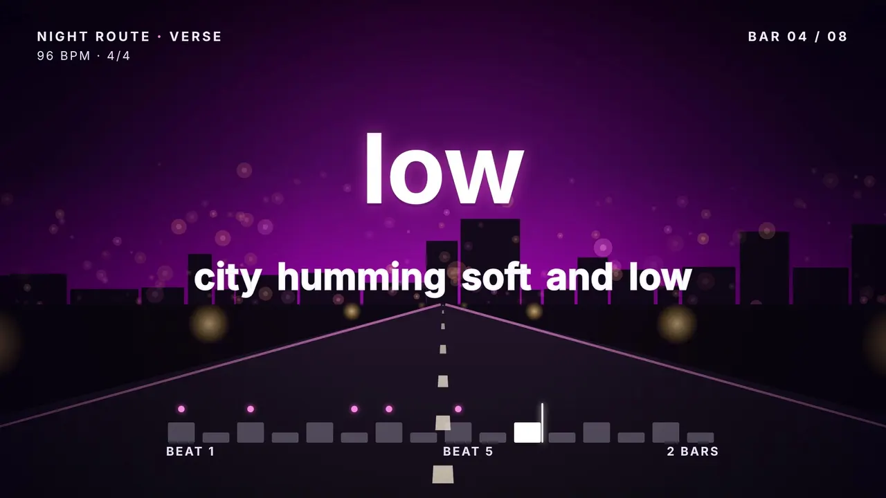 Lyric video sample: Word-by-word lyric video on a beat grid