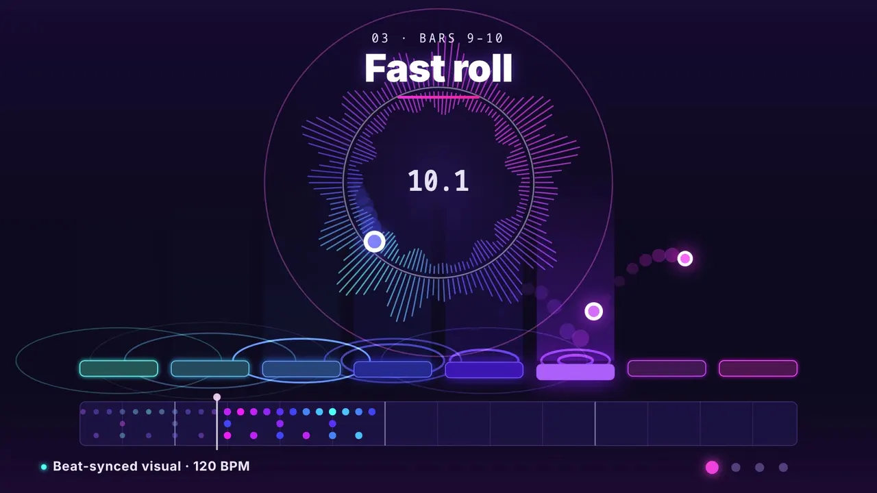 Music visualization sample: Beat-grid collision visualizer